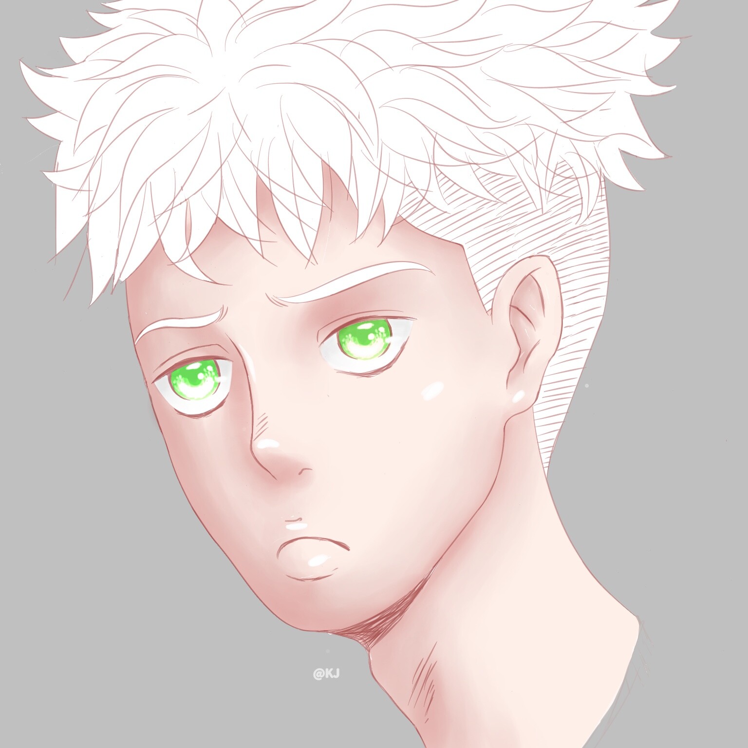ArtStation - green eyes anime boy